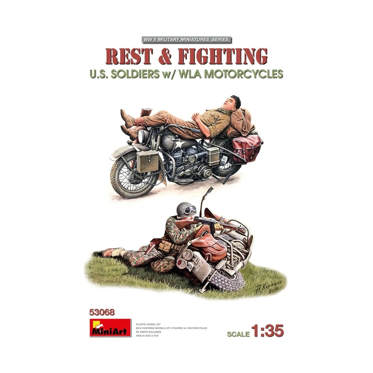 Rest & Fighting. U.S. Soldiers w/ WLA Motorcycles, 1/35 - MiniArt 5... Rest & Fighting. U.S. Soldiers w/ WLA Motorcycles, 1/35 - MiniArt 5...
