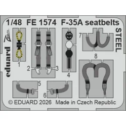 F-35A seatbelts STEEL for Italeri, 1/48 - Eduard Accessories FE1574