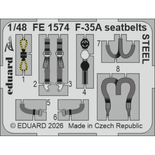 F-35A seatbelts STEEL for Italeri, 1/48 - Eduard Accessories FE1574 F-35A seatbelts STEEL for Italeri, 1/48 - Eduard Accessories FE1574