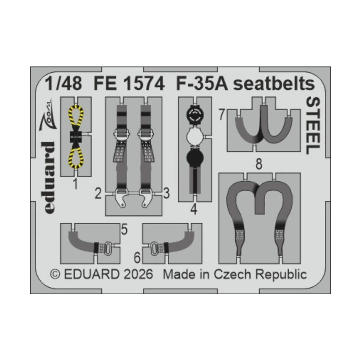 F-35A seatbelts STEEL for Italeri, 1/48 - Eduard Accessories FE1574 F-35A seatbelts STEEL for Italeri, 1/48 - Eduard Accessories FE1574