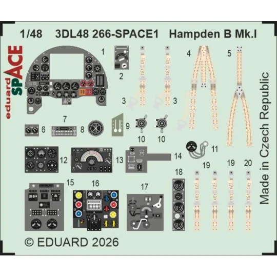 Hampden B Mk.I SPACE for ICM, 1/48 - Eduard Accessories 3DL48266 Hampden B Mk.I SPACE for ICM, 1/48 - Eduard Accessories 3DL48266