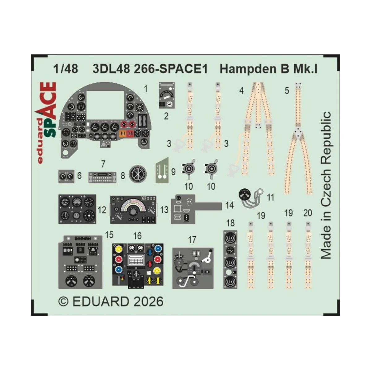 Hampden B Mk.I SPACE for ICM, 1/48 - Eduard Accessories 3DL48266 Hampden B Mk.I SPACE for ICM, 1/48 - Eduard Accessories 3DL48266