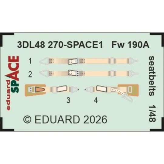 Fw 190A seatbelts SPACE, 1/48 - Eduard Accessories 3DL48270 Fw 190A seatbelts SPACE, 1/48 - Eduard Accessories 3DL48270
