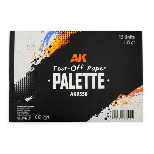 TEAR-OFF PAPER PALETTE 15 SHEETS - AK Interactive AK9558 TEAR-OFF PAPER PALETTE 15 SHEETS - AK Interactive AK9558