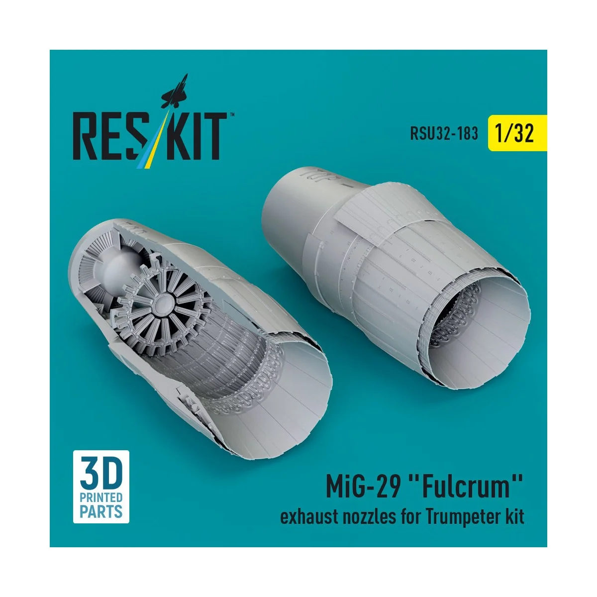 MiG-29 Fulcrum exhaust nozzles for Trumpeter kit (3D Printed) - Res...