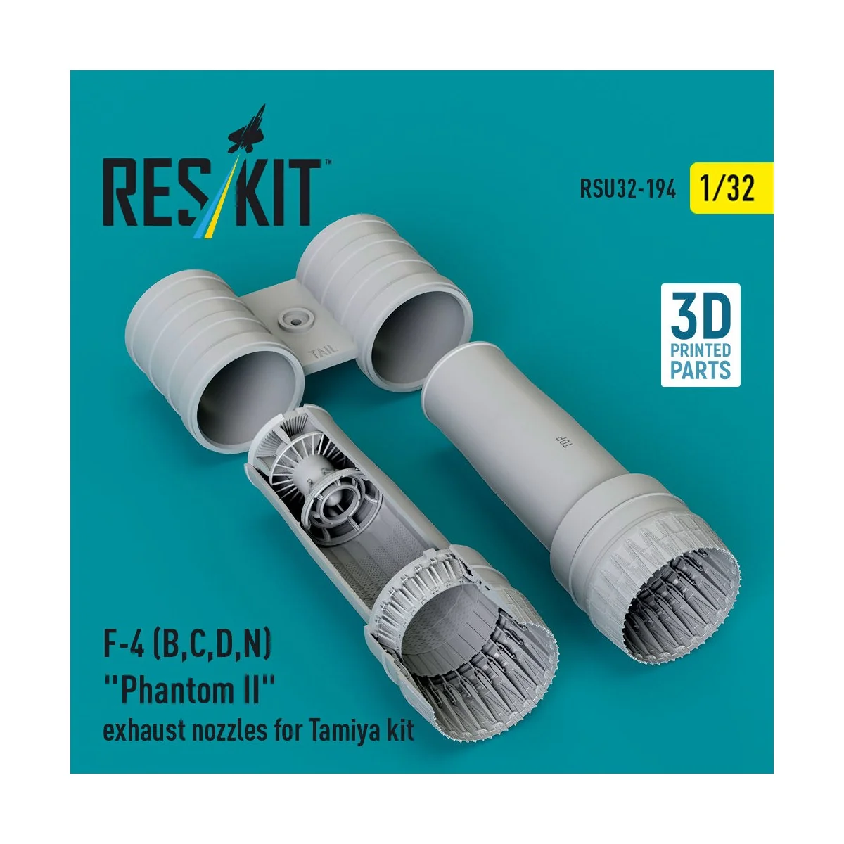 F-4 (B, C, D, N) Phantom II exhaust nozzles for Tamiya kit (3d Prin...