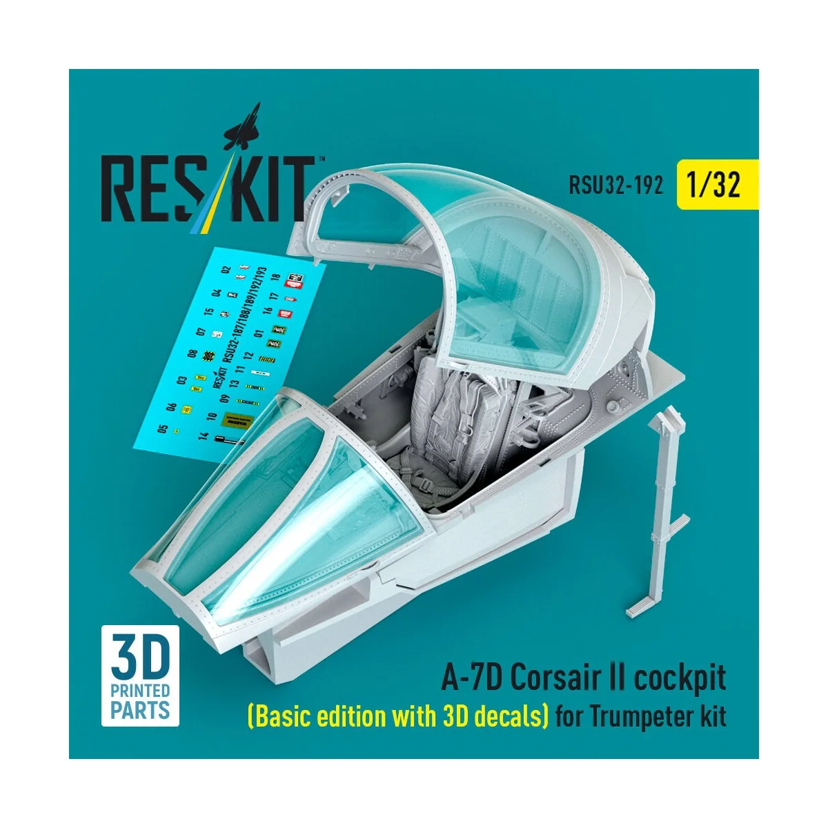 A-7D Corsair II cockpit (Basic edition with 3D decals) for Trumpete...