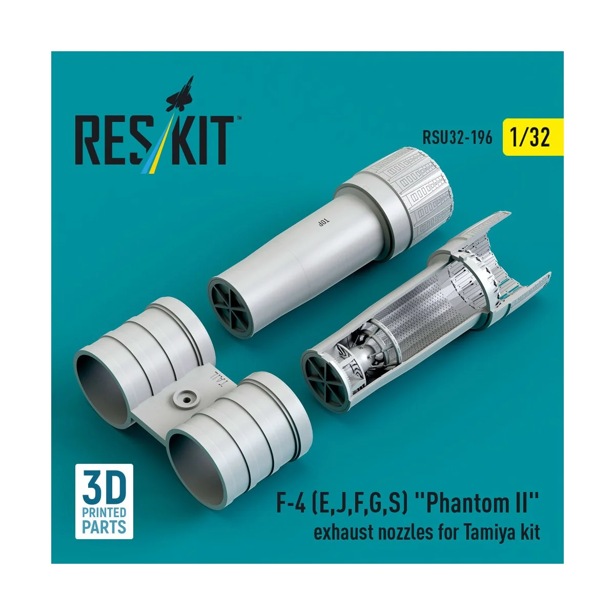 F-4 (E, J, F, G, S) Phantom II exhaust nozzles for Tamiya kit (3D P...