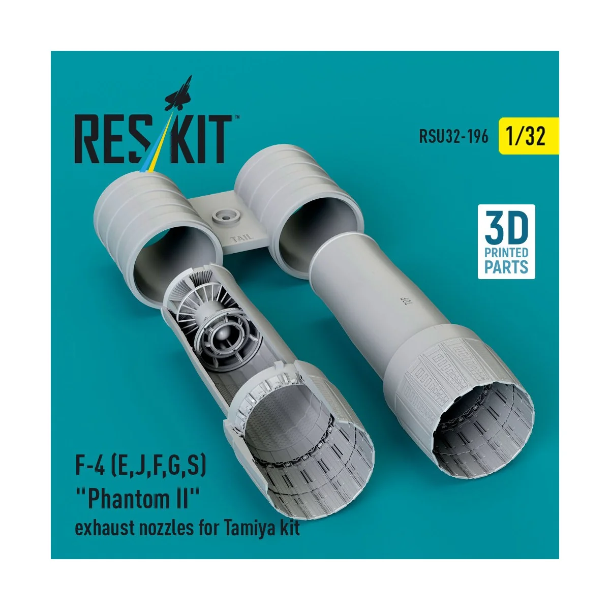 F-4 (E, J, F, G, S) Phantom II exhaust nozzles for Tamiya kit (3D P...