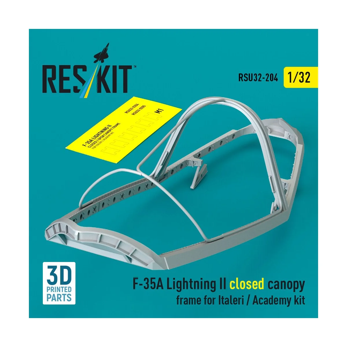 F-35A Lightning II closed canopy frame for Italeri / Academy kit (3...