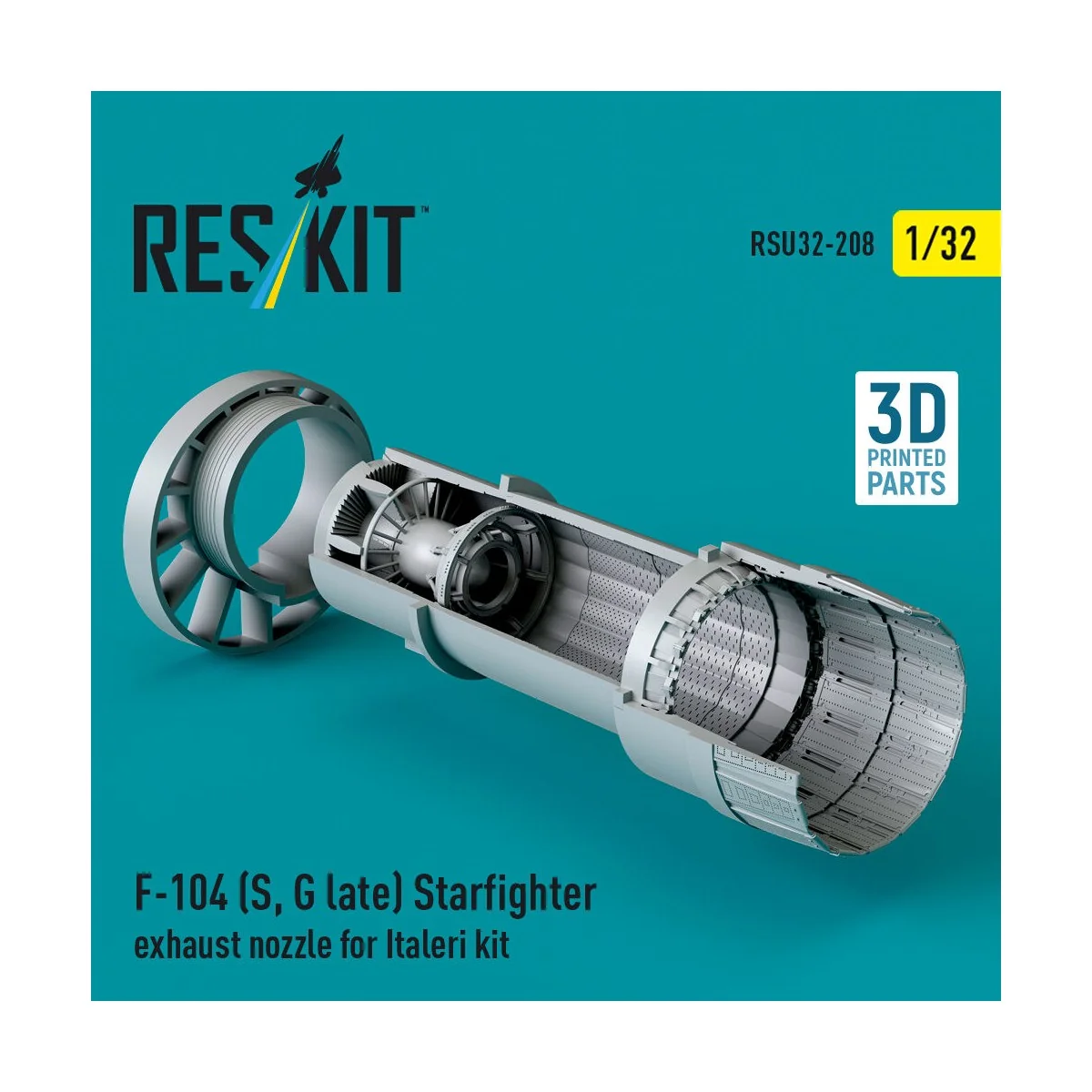 F-104 (S, G late) Starfighter exhaust nozzle for Italeri kit (3D Pr...
