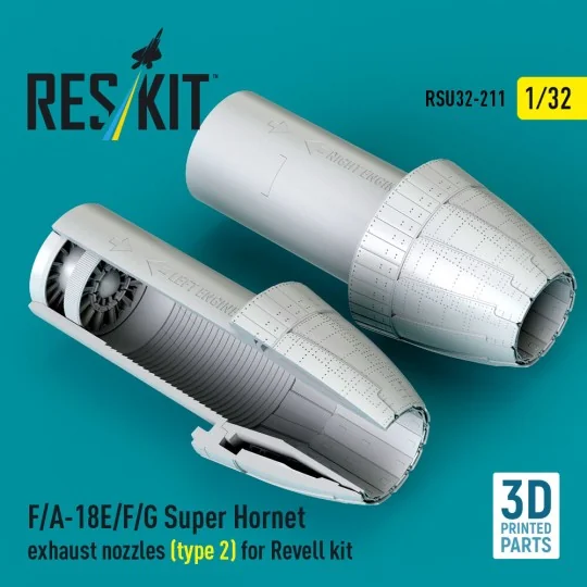 F/A-18E/F/G Super Hornet exhaust nozzles (type 2) for Revell kit (3... F/A-18E/F/G Super Hornet exhaust nozzles (type 2) for Revell kit (3...