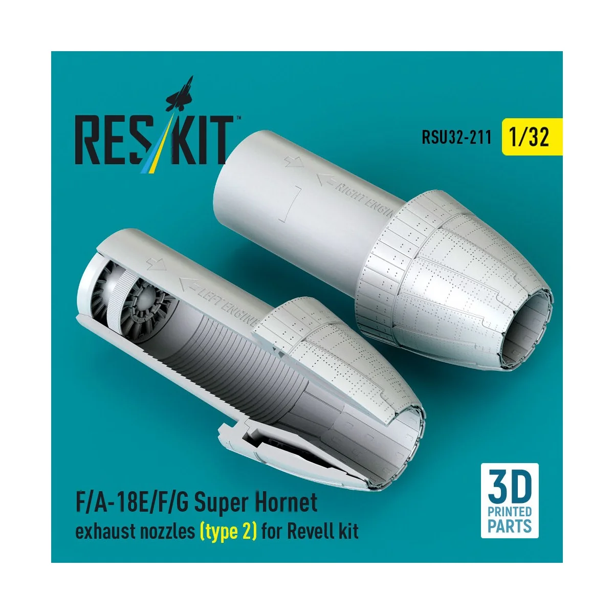F/A-18E/F/G Super Hornet exhaust nozzles (type 2) for Revell kit (3... F/A-18E/F/G Super Hornet exhaust nozzles (type 2) for Revell kit (3...