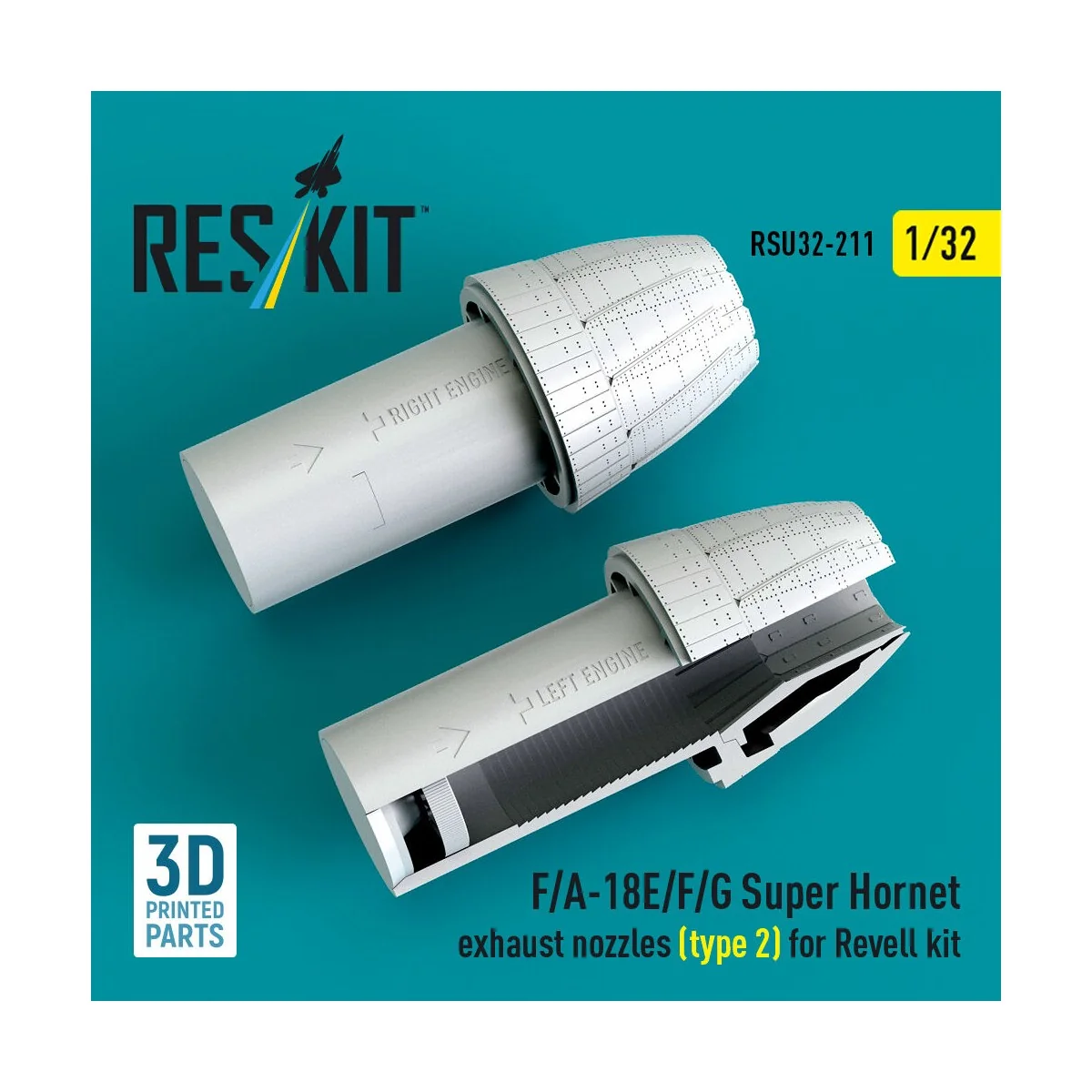 F/A-18E/F/G Super Hornet exhaust nozzles (type 2) for Revell kit (3... F/A-18E/F/G Super Hornet exhaust nozzles (type 2) for Revell kit (3...