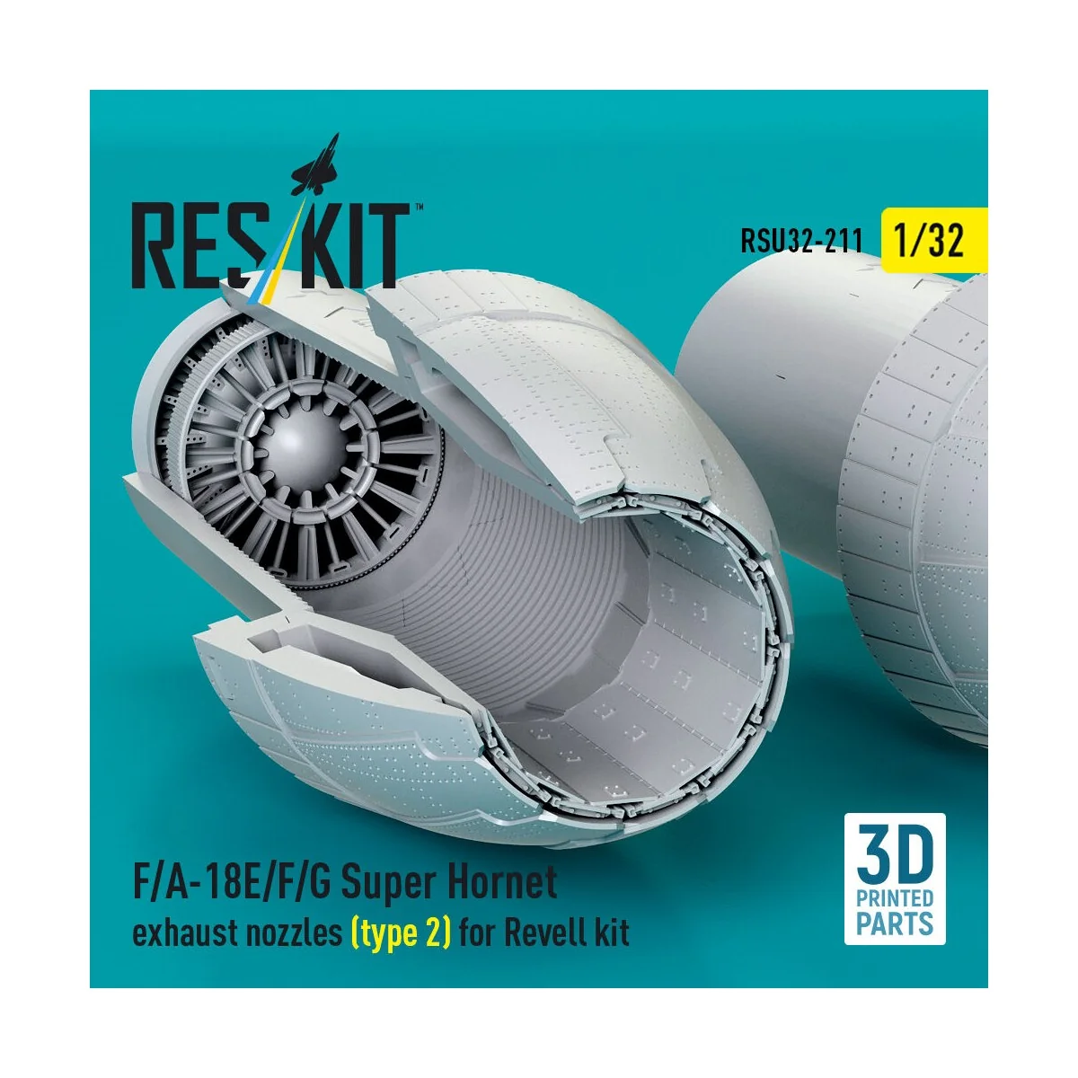 F/A-18E/F/G Super Hornet exhaust nozzles (type 2) for Revell kit (3... F/A-18E/F/G Super Hornet exhaust nozzles (type 2) for Revell kit (3...