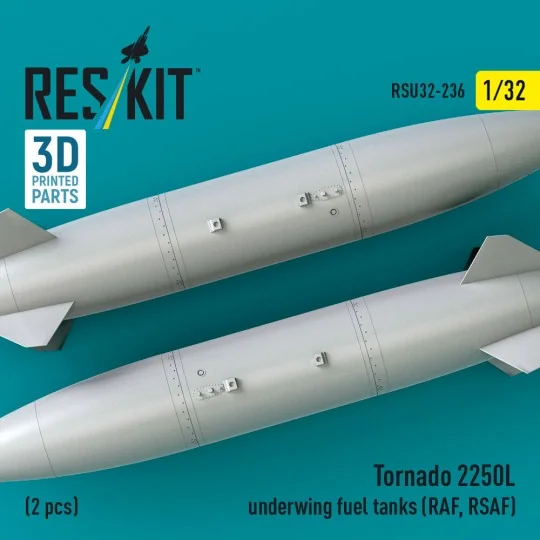 Tornado 2250L underwing fuel tanks (RAF, RSAF) (2 pcs) (3D Printed)... Tornado 2250L underwing fuel tanks (RAF, RSAF) (2 pcs) (3D Printed)...