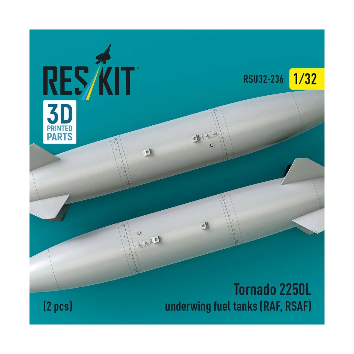 Tornado 2250L underwing fuel tanks (RAF, RSAF) (2 pcs) (3D Printed)... Tornado 2250L underwing fuel tanks (RAF, RSAF) (2 pcs) (3D Printed)...