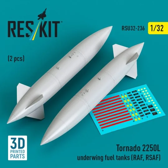 Tornado 2250L underwing fuel tanks (RAF, RSAF) (2 pcs) (3D Printed)...