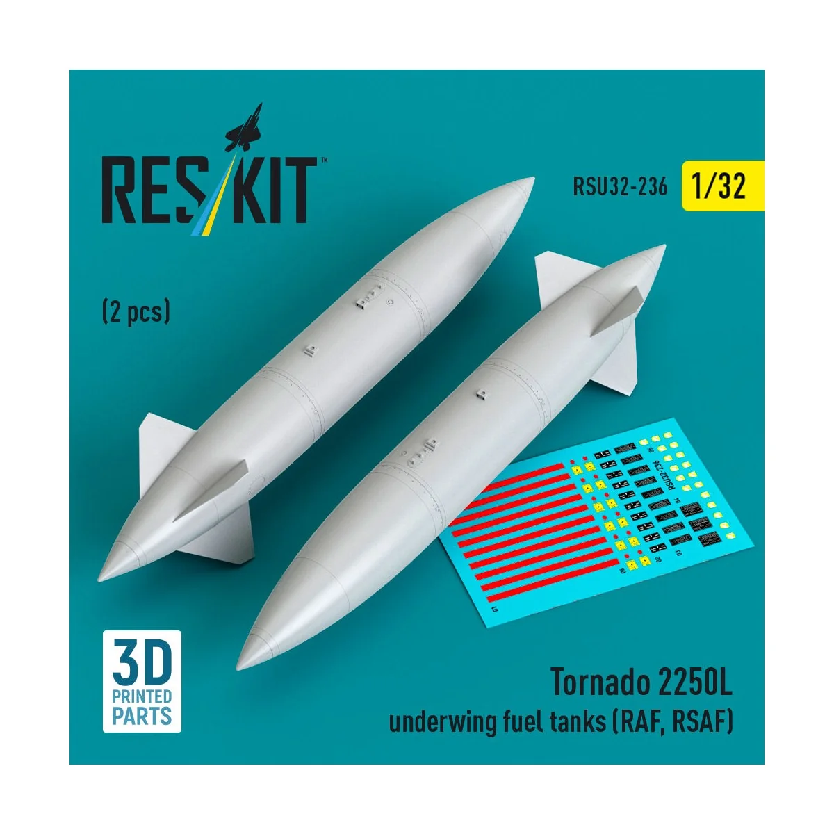 Tornado 2250L underwing fuel tanks (RAF, RSAF) (2 pcs) (3D Printed)... Tornado 2250L underwing fuel tanks (RAF, RSAF) (2 pcs) (3D Printed)...