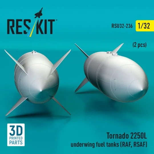Tornado 2250L underwing fuel tanks (RAF, RSAF) (2 pcs) (3D Printed)... Tornado 2250L underwing fuel tanks (RAF, RSAF) (2 pcs) (3D Printed)...