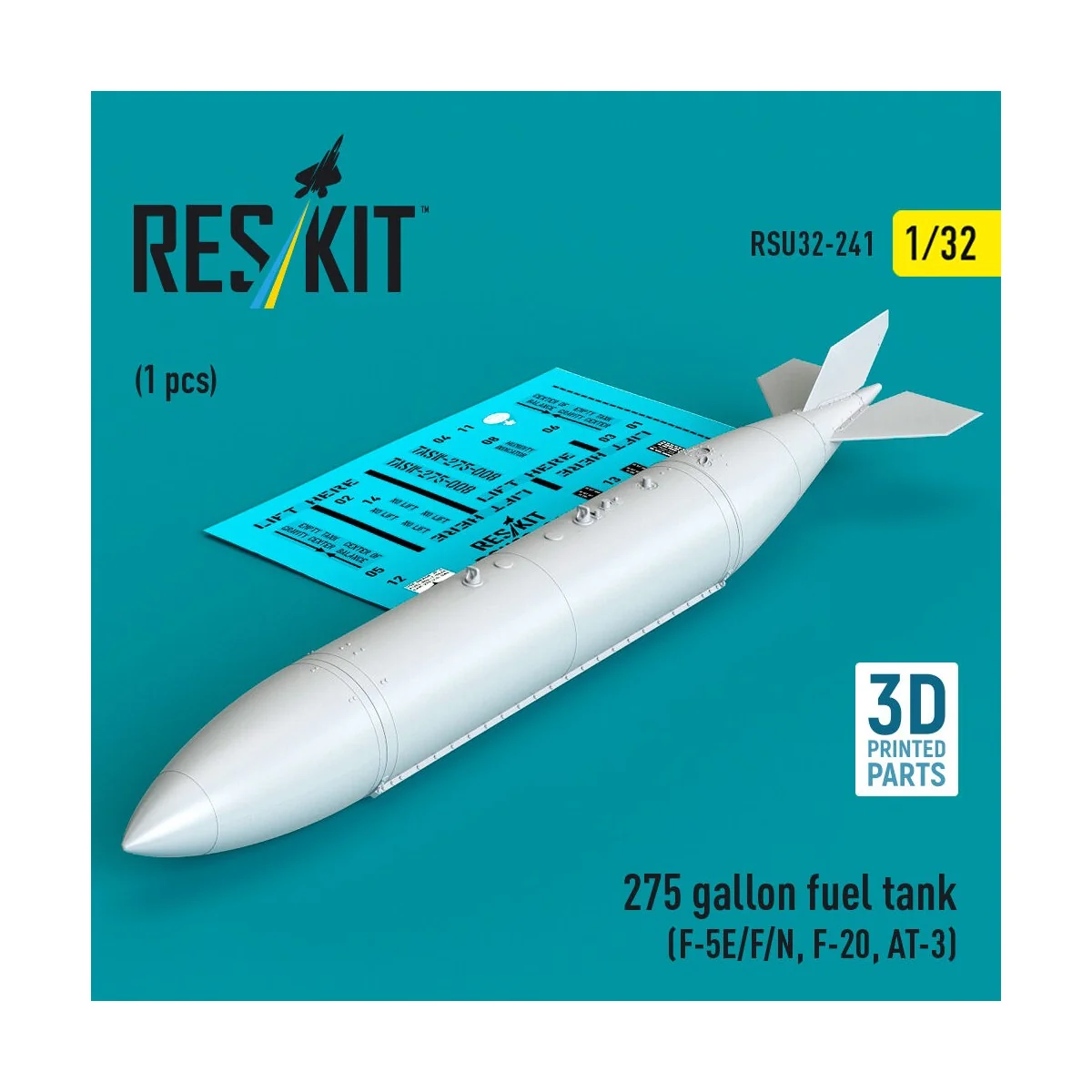 275 gallon fuel tank (F-5E/F/N, F-20, AT-3) (1 pcs) (3D Printed) - ...