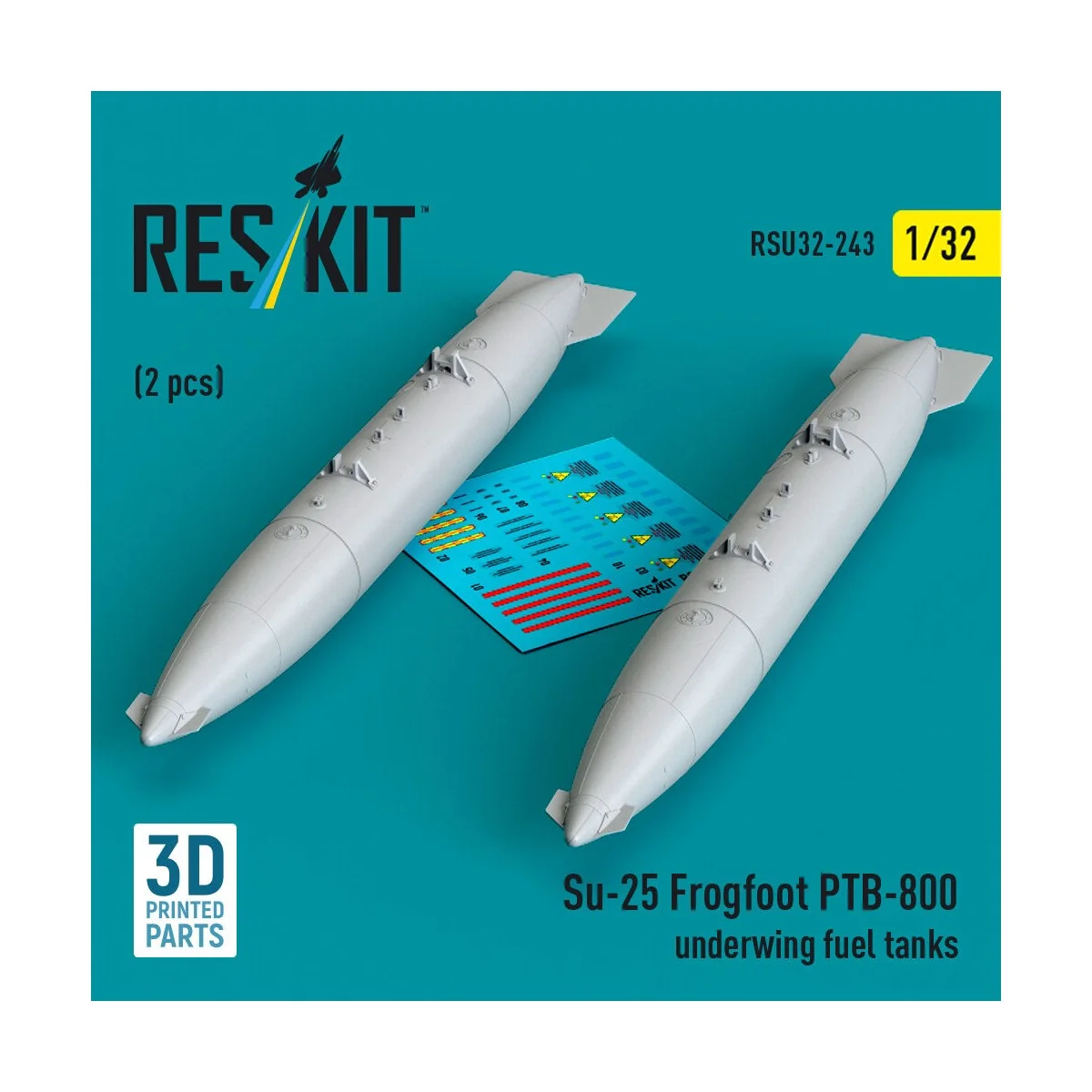 Su-25 Frogfoot PTB-800 underwing fuel tanks (2 pcs) (3D Printed) - ...