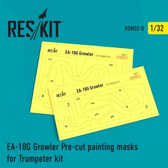 EA-18G Growler Pre-cut painting masks for Trumpeter kit, 1/32 - Res... EA-18G Growler Pre-cut painting masks for Trumpeter kit, 1/32 - Res...