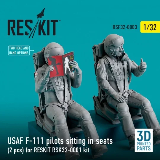 USAF F-111 pilots sitting in seats (2 pcs) for RESKIT RSK32-0002 ki... USAF F-111 pilots sitting in seats (2 pcs) for RESKIT RSK32-0002 ki...