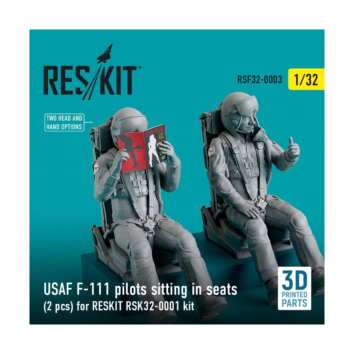 USAF F-111 pilots sitting in seats (2 pcs) for RESKIT RSK32-0002 ki... USAF F-111 pilots sitting in seats (2 pcs) for RESKIT RSK32-0002 ki...