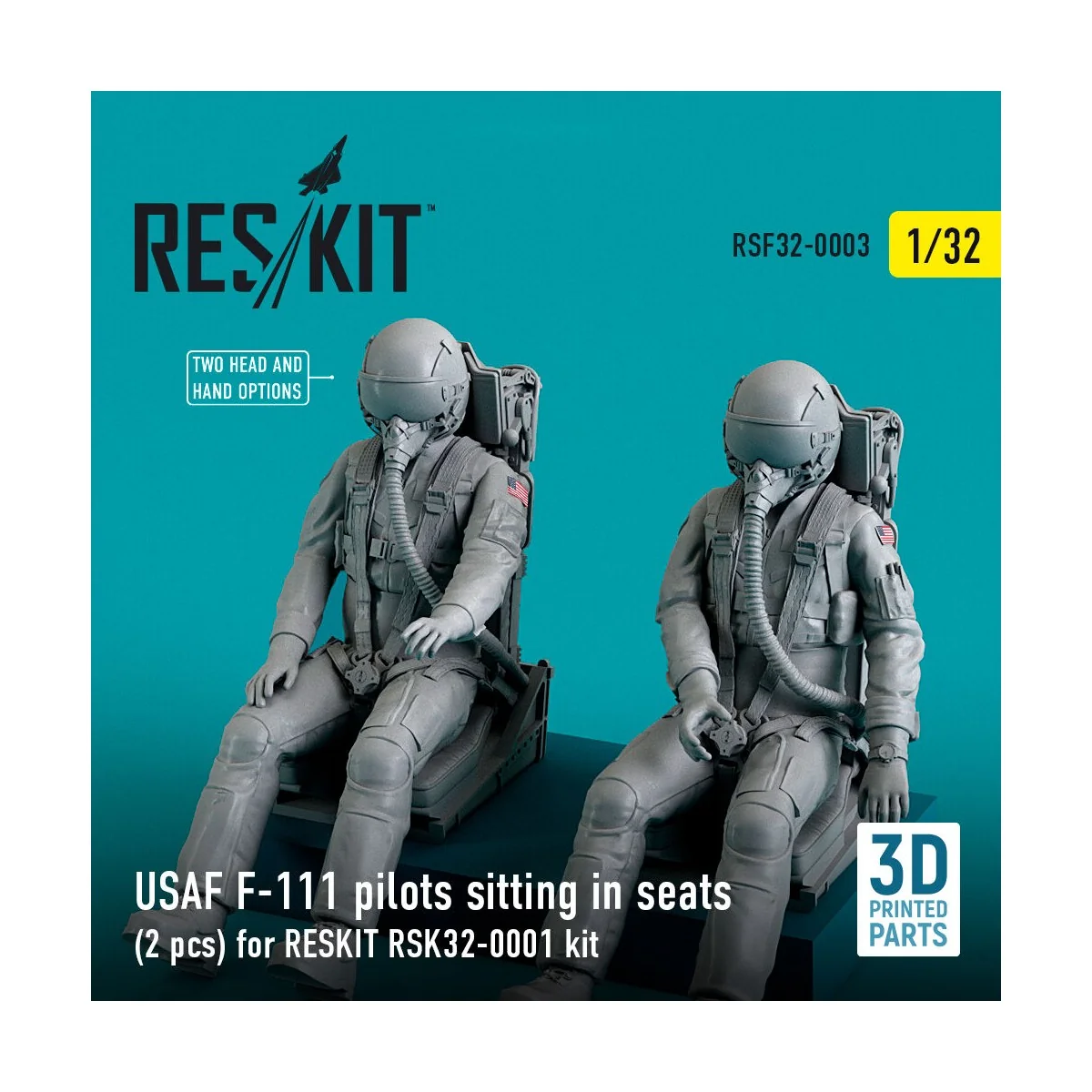 USAF F-111 pilots sitting in seats (2 pcs) for RESKIT RSK32-0002 ki... USAF F-111 pilots sitting in seats (2 pcs) for RESKIT RSK32-0002 ki...