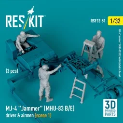 MJ-4 Jammer (MHU-83 B/E) driver & airmen (scene 1) (3 pcs) (3D Prin...