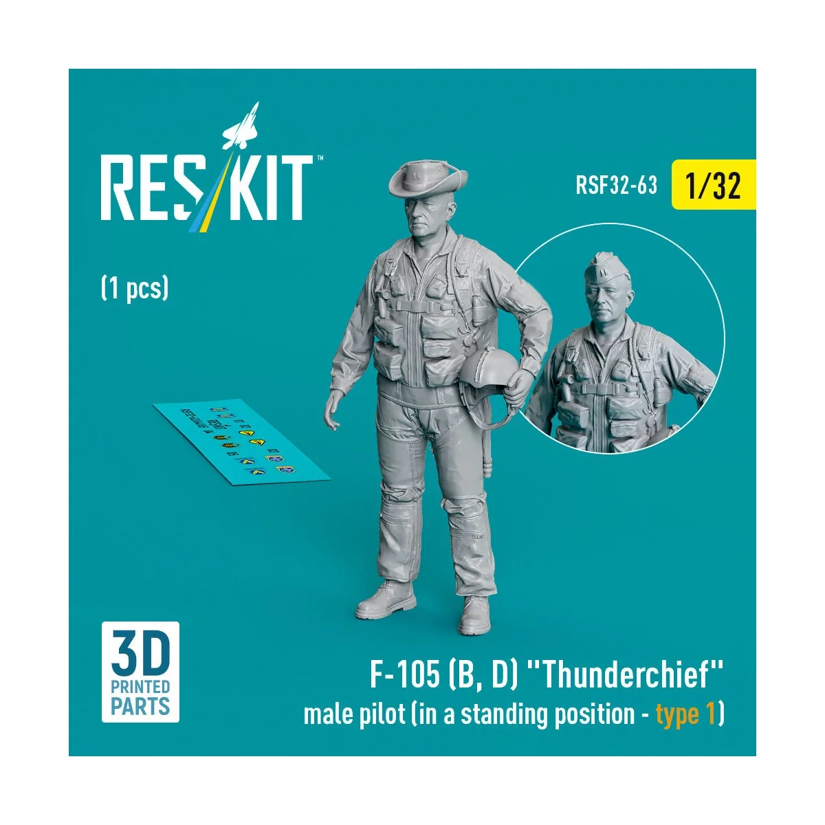 F-105 (D, F, G) Thunderchief male pilot (in a standing position - t...