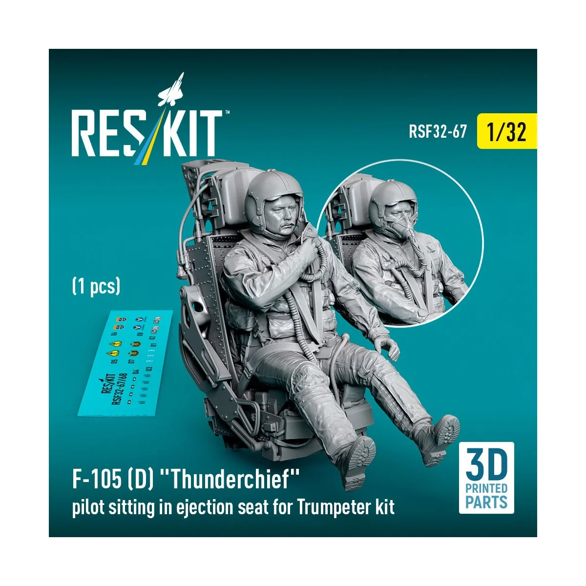 F-105D Thunderchief pilot sitting in ejection seat for Trumpeter ki...