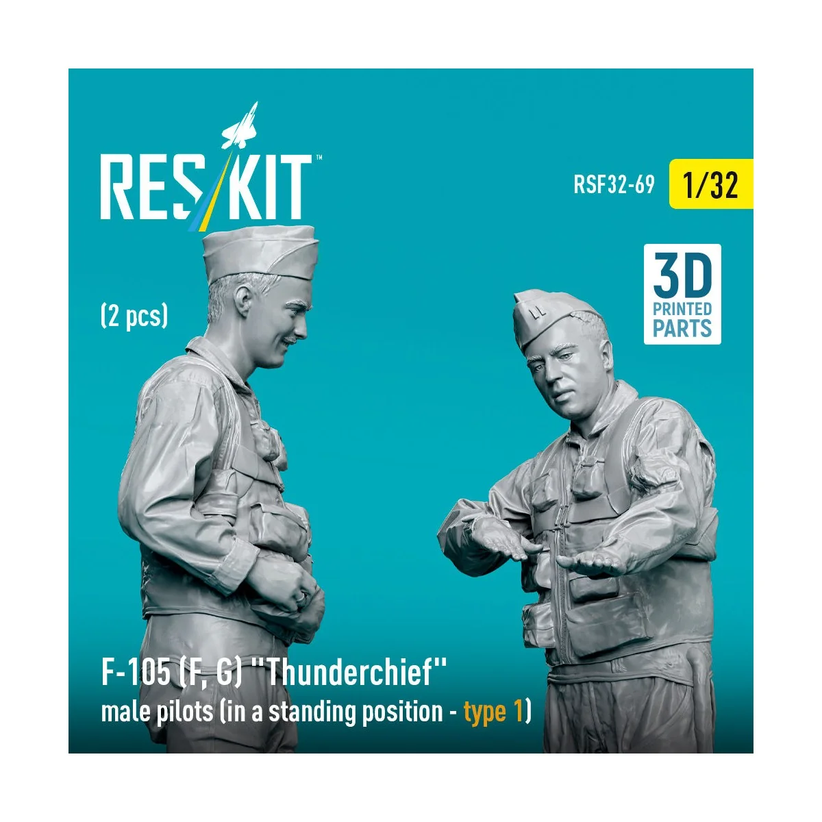 F-105 (F, G) Thunderchief male pilots (in a standing position - typ... F-105 (F, G) Thunderchief male pilots (in a standing position - typ...