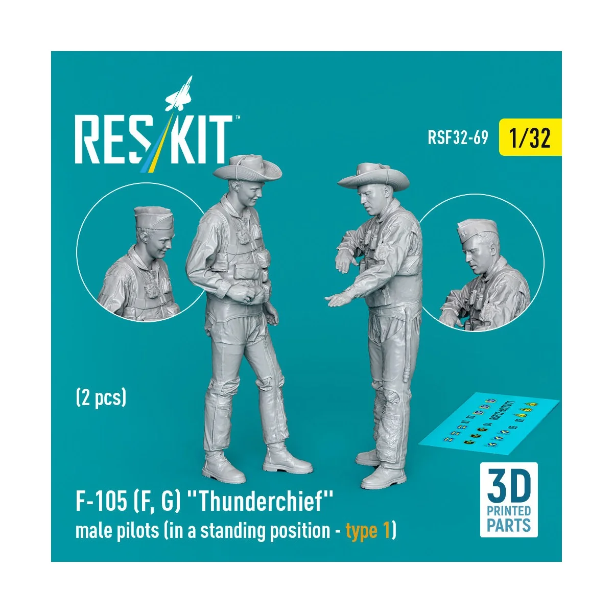 F-105 (F, G) Thunderchief male pilots (in a standing position - typ... F-105 (F, G) Thunderchief male pilots (in a standing position - typ...