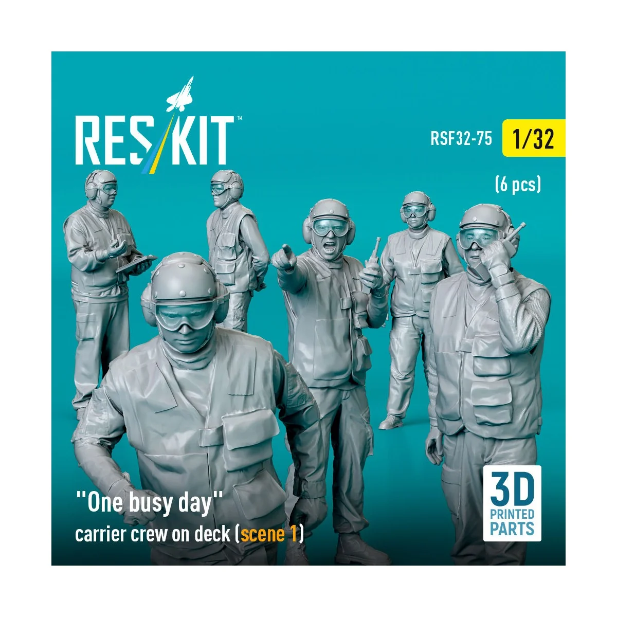 One busy day carrier crew on deck (scene 1) (6 pcs) (3D Printed), 1...
