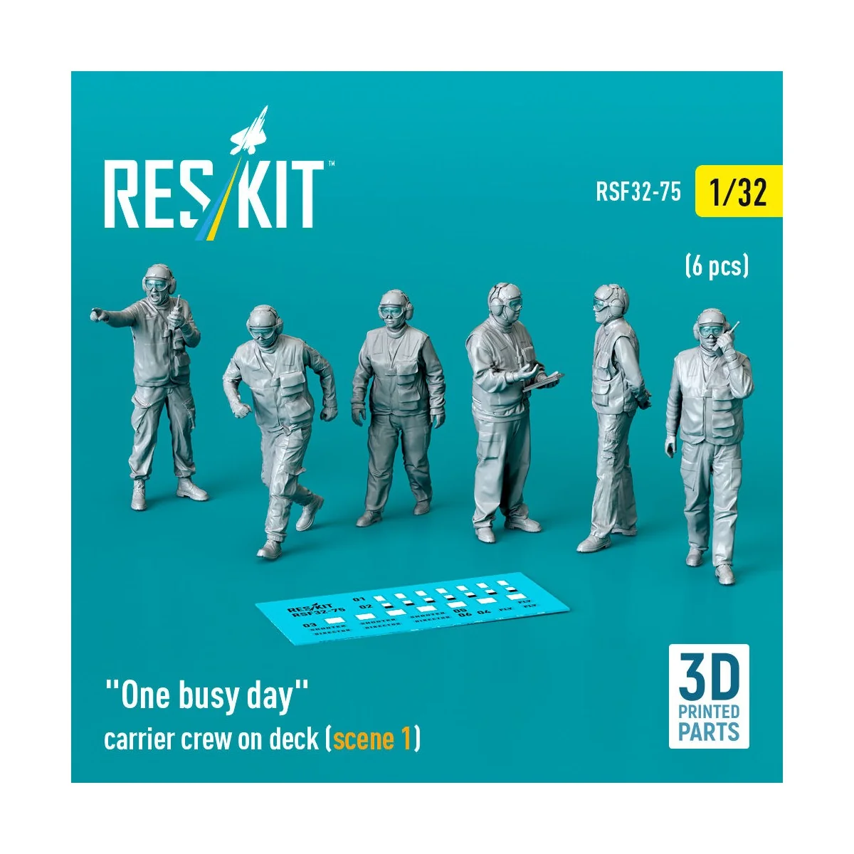 One busy day carrier crew on deck (scene 1) (6 pcs) (3D Printed), 1...