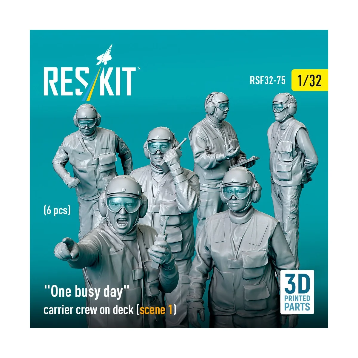 One busy day carrier crew on deck (scene 1) (6 pcs) (3D Printed), 1...