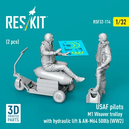 USAF pilots (2 pcs) & M1 Weaver trolley with hydraulic lift & AN-M6... USAF pilots (2 pcs) & M1 Weaver trolley with hydraulic lift & AN-M6...