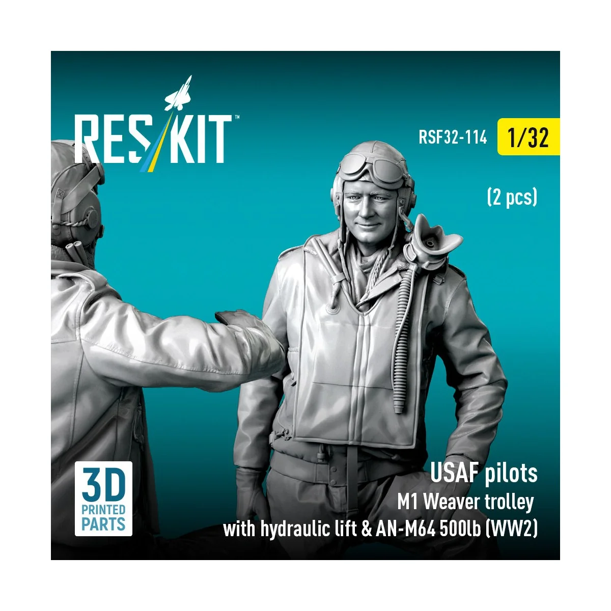 USAF pilots (2 pcs) & M1 Weaver trolley with hydraulic lift & AN-M6... USAF pilots (2 pcs) & M1 Weaver trolley with hydraulic lift & AN-M6...