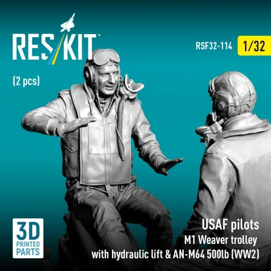 USAF pilots (2 pcs) & M1 Weaver trolley with hydraulic lift & AN-M6... USAF pilots (2 pcs) & M1 Weaver trolley with hydraulic lift & AN-M6...