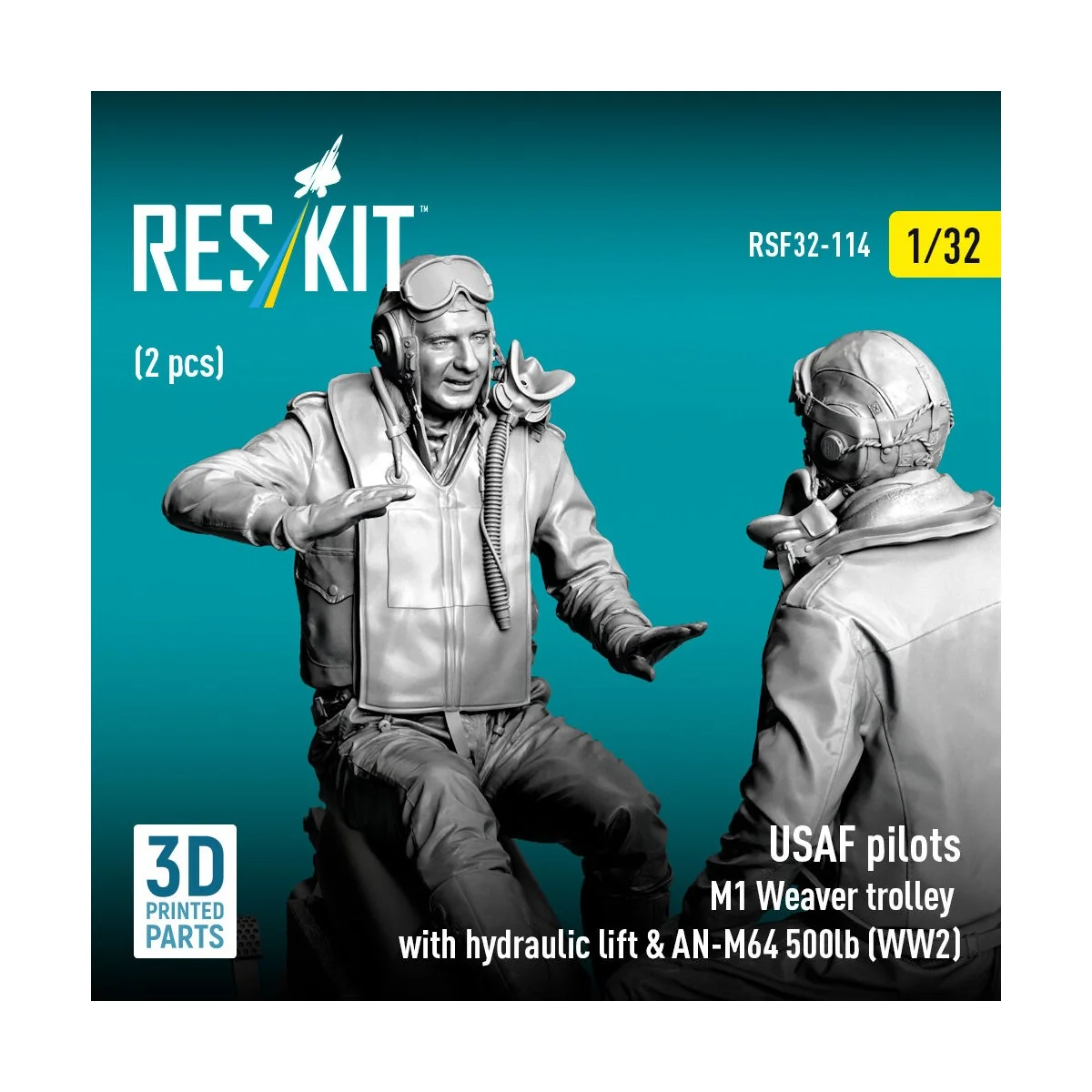 USAF pilots (2 pcs) & M1 Weaver trolley with hydraulic lift & AN-M6... USAF pilots (2 pcs) & M1 Weaver trolley with hydraulic lift & AN-M6...