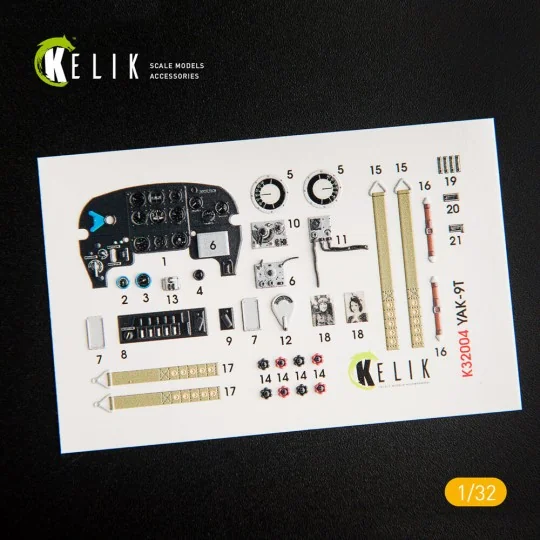 Yak-9T interior 3D decals for ICM kit, 1/32 - Kelik K32004
