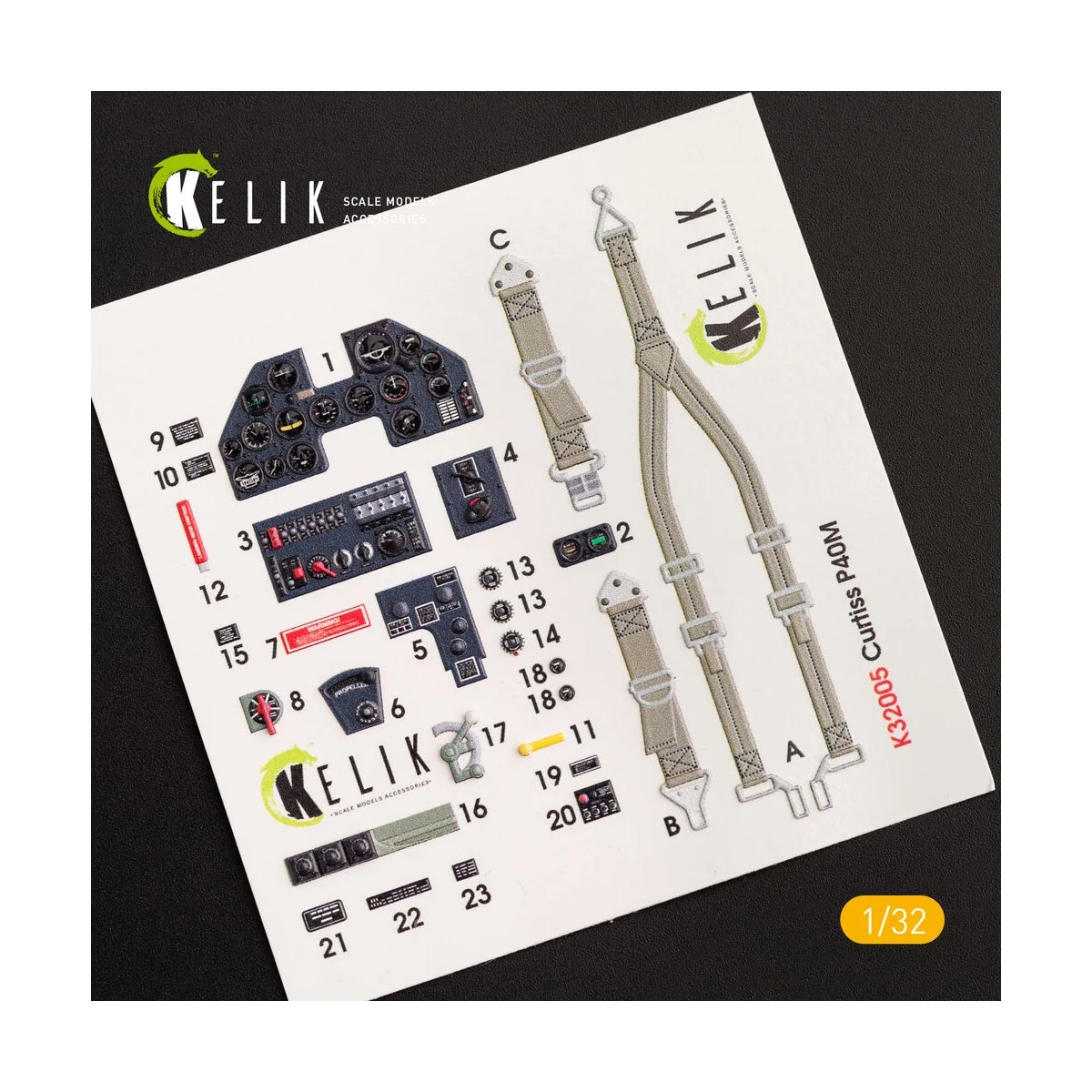 P-40M interior 3D decals for Trumpeter kit, 1/32 - Kelik K32005