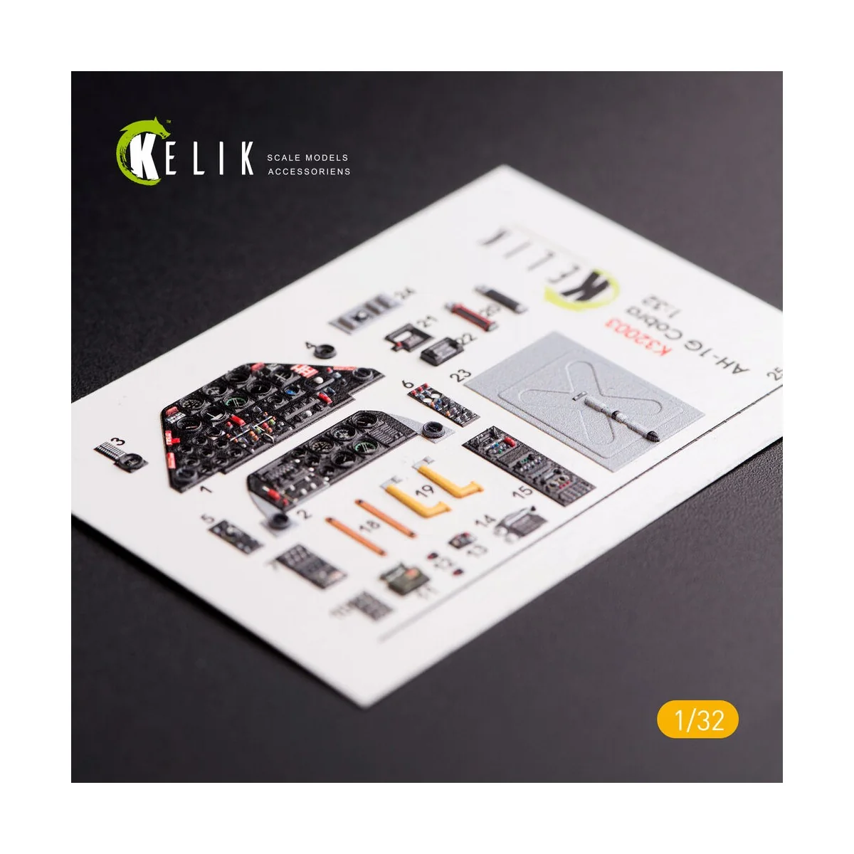 AH-1G Cobra interior 3D decals for ICM kit, 1/32 - Kelik K32003