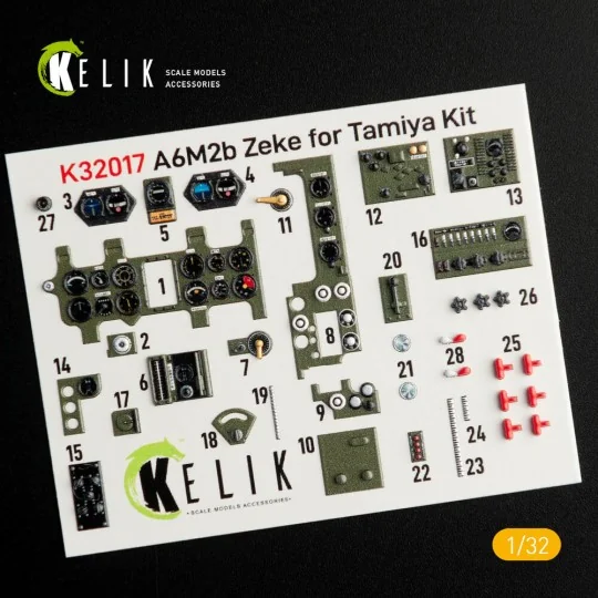 A6M2B Zeke - Interior 3D Decal for Tamiya kit, 1/32 - Kelik K32017 A6M2B Zeke - Interior 3D Decal for Tamiya kit, 1/32 - Kelik K32017