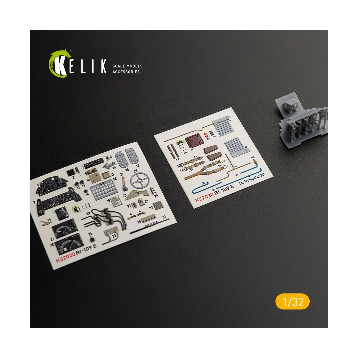 BF-109 E - Interior 3D Decal with 3D printed parts for Trumpeter ki...