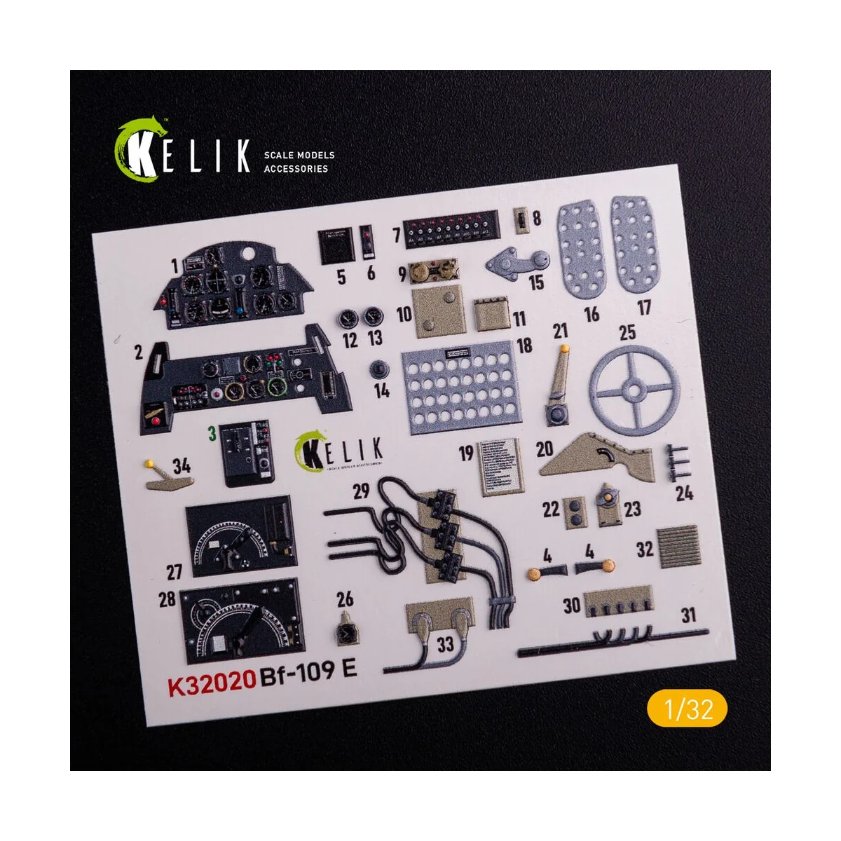 BF-109 E - Interior 3D Decal with 3D printed parts for Trumpeter ki...