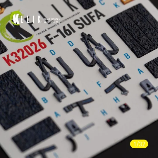 F-16I Sufa - interior 3D decals for Academy kit, 1/32 - Kelik K32026