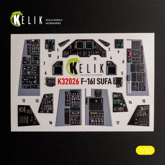 F-16I Sufa - interior 3D decals for Academy kit - Kelik K32026
